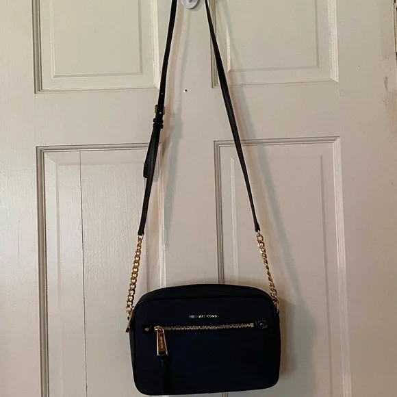 Michael Kors Midnight Blue Crossbody Bag with Gold Accents